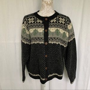 Vintage St Johns Bay // Wool Fair Isle Button Sweater Cardigan Large